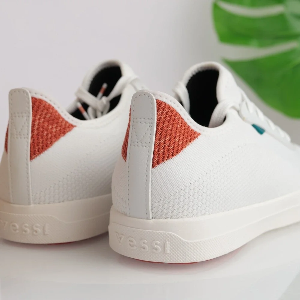 Vessi Womens Weekend Sneakers Size 9 Waterproof White Red Lace Up Comfort Shoes